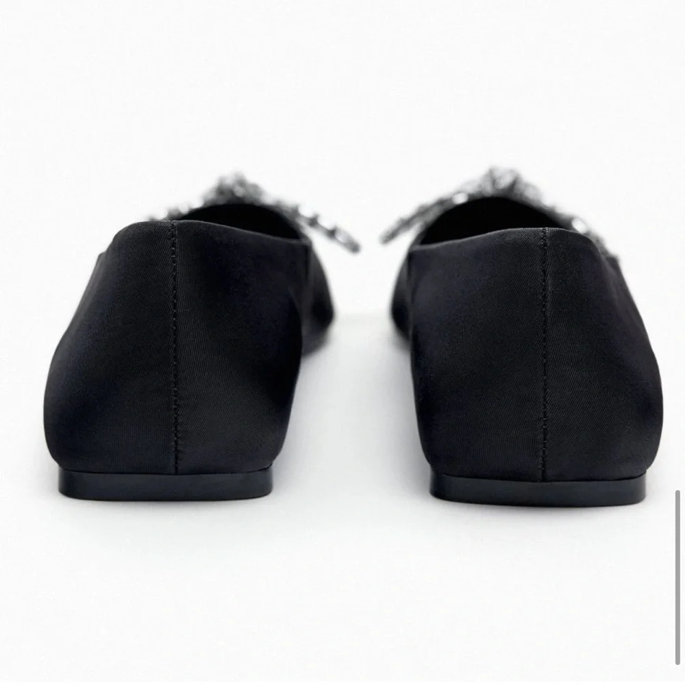 Zara Embellished Bow ballet flats in Black New with Tags!